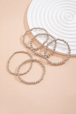Load image into Gallery viewer, Silver 5 Piece Beaded Bracelet Set
