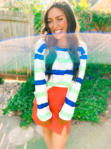 Mimi Multi - Color Striped Bell Sleeve Top - Girl Code Couture