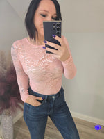 Load image into Gallery viewer, Blush Floral Lace Sheer Top
