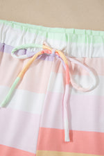 Load image into Gallery viewer, White Rainbow Striped Tee + Shorts Set
