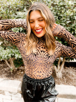 Load image into Gallery viewer, Mila Mesh &amp; Velvet Mockneck Top - Girl Code Couture
