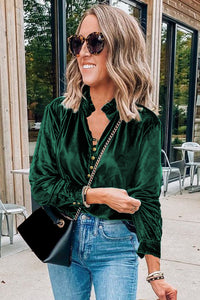 Velvet Collared Button Top