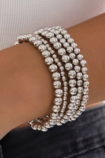 Load image into Gallery viewer, Silver 5 Piece Beaded Bracelet Set
