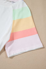 Load image into Gallery viewer, White Rainbow Striped Tee + Shorts Set
