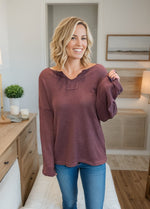 Load image into Gallery viewer, Plum Waffle Knit Top

