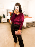 Load image into Gallery viewer, Micha Mesh &amp; Velvet Crewneck Bodysuit - Girl Code Couture
