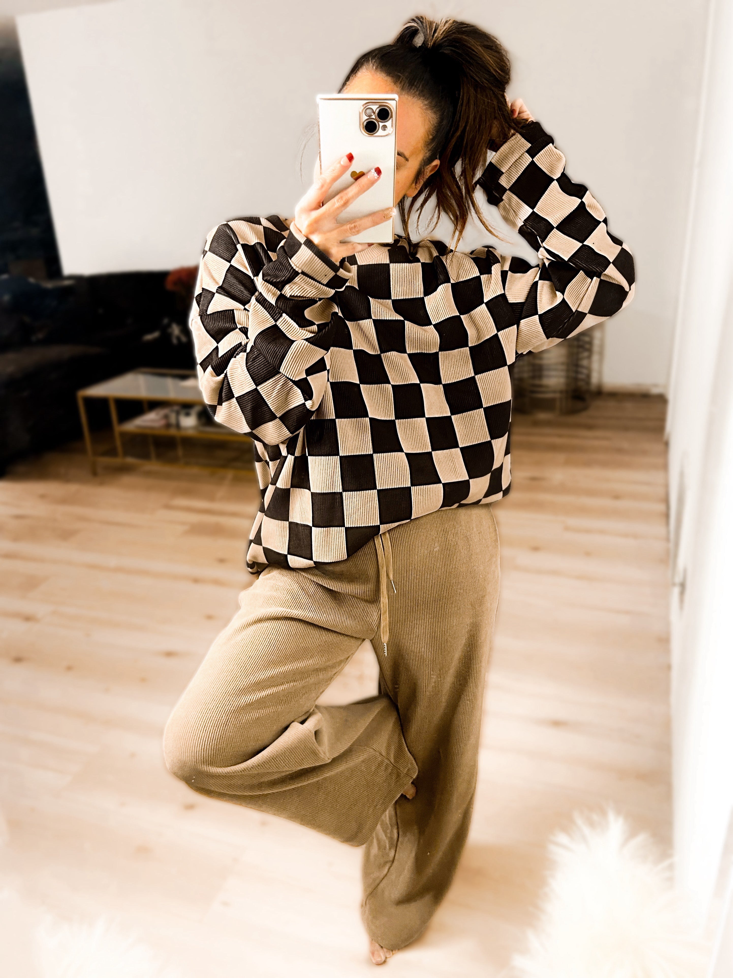Charlie Checkered Corded Crew Set - Girl Code Couture