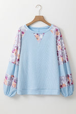 Load image into Gallery viewer, Floral Patchwork Balloon Sleeve Top
