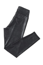 Load image into Gallery viewer, Black Criss Cross Waist Leather Leggings
