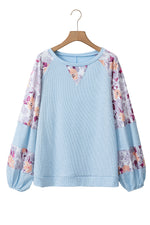 Load image into Gallery viewer, Floral Patchwork Balloon Sleeve Top
