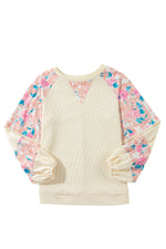 Load image into Gallery viewer, Floral Patchwork Balloon Sleeve Top
