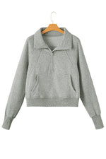 Load image into Gallery viewer, Half Zip Thumbhole Sleeve Sweatshirt
