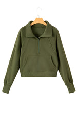 Load image into Gallery viewer, Half Zip Thumbhole Sleeve Sweatshirt
