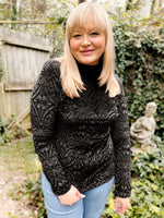 Load image into Gallery viewer, Mila Mesh &amp; Velvet Mockneck Top - Girl Code Couture
