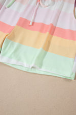 Load image into Gallery viewer, White Rainbow Striped Tee + Shorts Set
