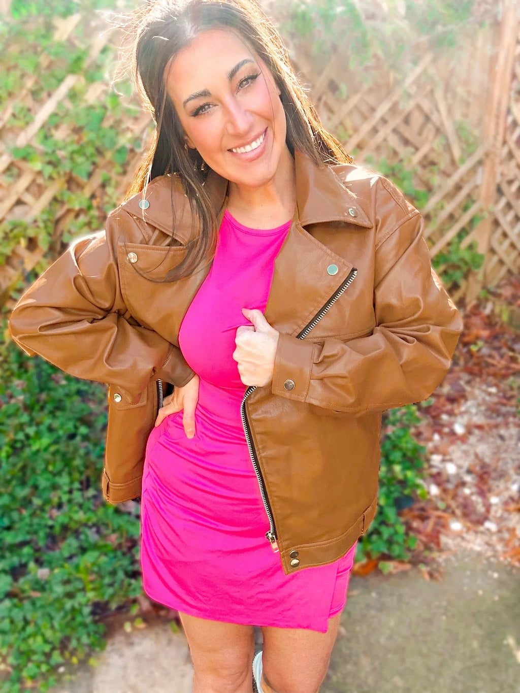 Ollie Oversized Vegan Leather Biker Jacket - Girl Code Couture