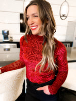 Load image into Gallery viewer, Mila Mesh &amp; Velvet Mockneck Top - Girl Code Couture
