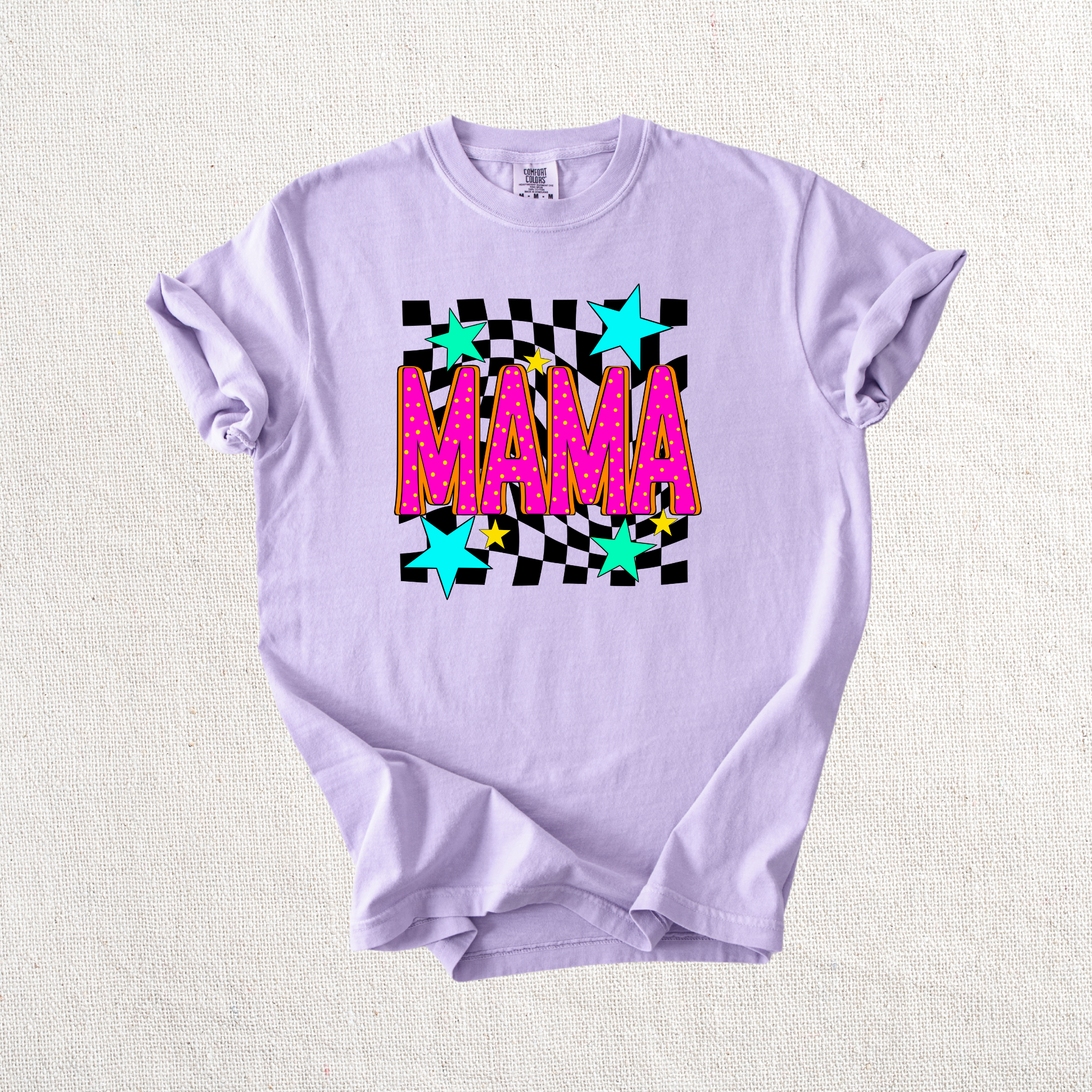 Hot Pink Checkered Mama Graphic Tee