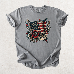 Floral American Flag Graphic Tee