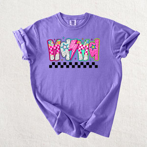 Checkered Neon Mama Graphic Tee