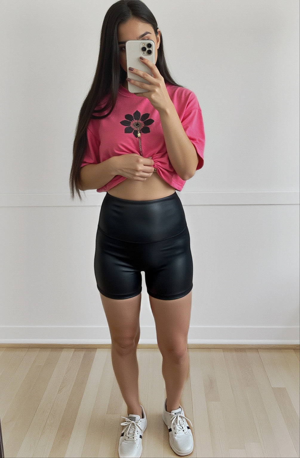 Lainey Leather Suck & Tuck Biker Shorts - Girl Code Couture