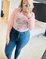 Load image into Gallery viewer, Blush Floral Lace Sheer Top
