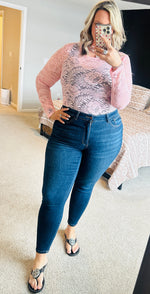 Load image into Gallery viewer, Blush Floral Lace Sheer Top
