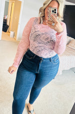 Load image into Gallery viewer, Blush Floral Lace Sheer Top
