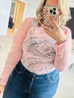 Load image into Gallery viewer, Blush Floral Lace Sheer Top
