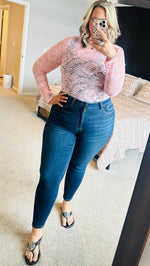 Load image into Gallery viewer, Blush Floral Lace Sheer Top
