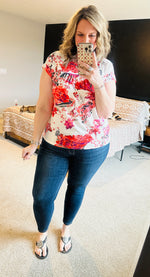 Load image into Gallery viewer, Red Floral Print Blouse
