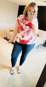 Load image into Gallery viewer, Red Floral Print Blouse
