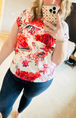 Load image into Gallery viewer, Red Floral Print Blouse
