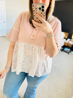 Load image into Gallery viewer, Pink Floral Waffle Top

