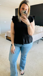 Load image into Gallery viewer, Black Ruffle Top
