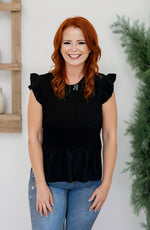 Load image into Gallery viewer, Black Ruffle Top
