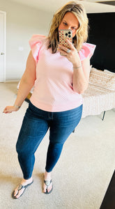 Blush Ruffle Sleeve Blouse