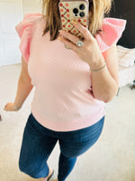 Load image into Gallery viewer, Blush Ruffle Sleeve Blouse
