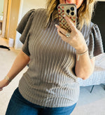 Load image into Gallery viewer, Ribbed Knit Ruffle Sleeve Top
