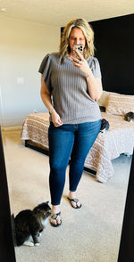 Load image into Gallery viewer, Ribbed Knit Ruffle Sleeve Top
