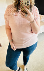 Load image into Gallery viewer, Lace Detail Waffle Knit Top
