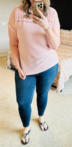Load image into Gallery viewer, Lace Detail Waffle Knit Top
