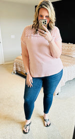 Load image into Gallery viewer, Lace Detail Waffle Knit Top
