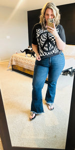 Black Check Peace Top