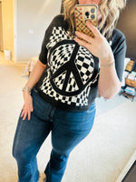 Load image into Gallery viewer, Black Check Peace Top
