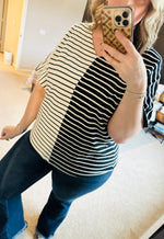 Load image into Gallery viewer, Black Stripe Colorblock Top

