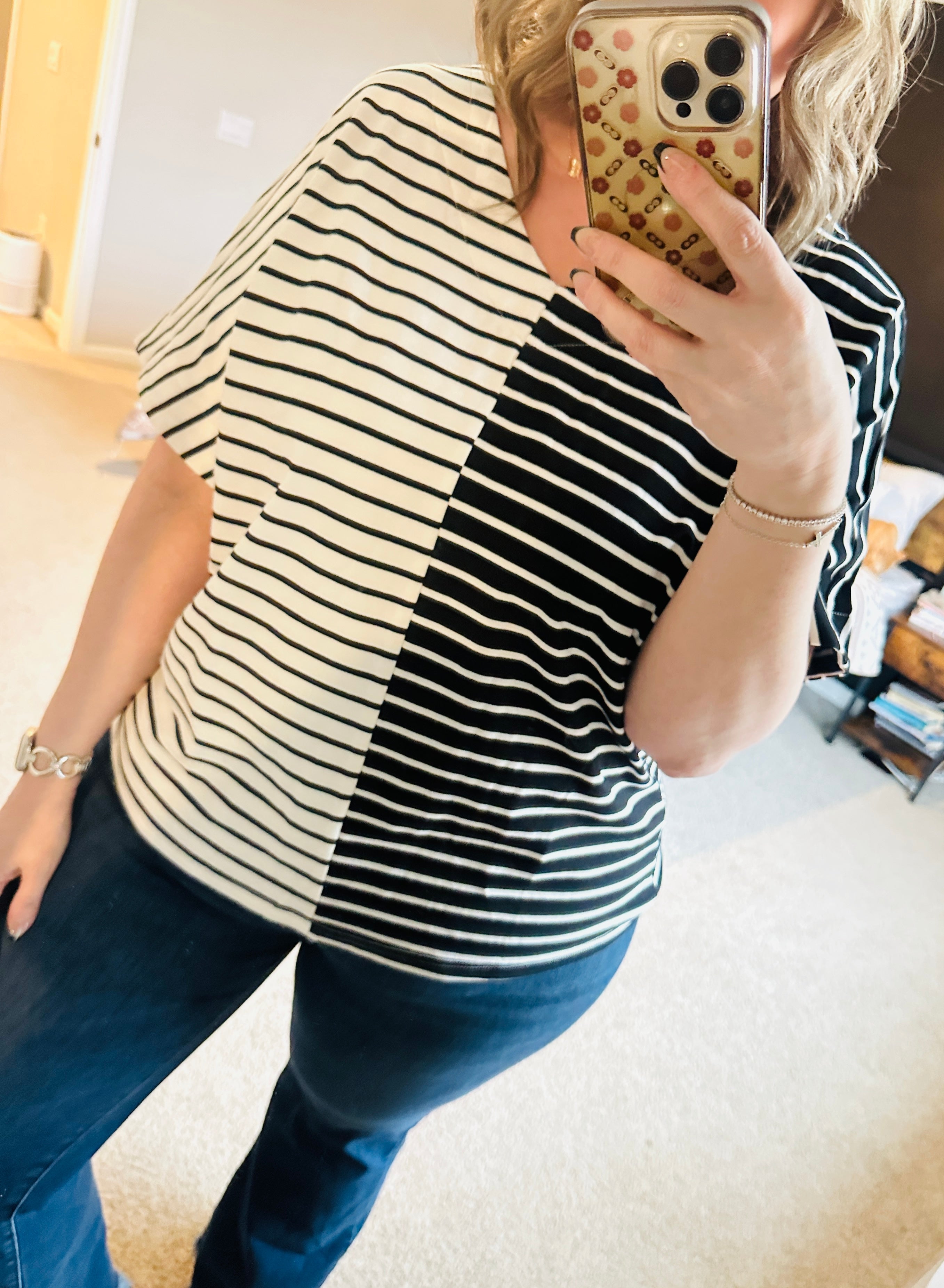 Black Stripe Colorblock Top