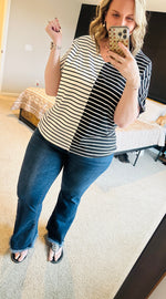 Load image into Gallery viewer, Black Stripe Colorblock Top

