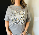 Load image into Gallery viewer, Leopard Stars Distressed Graphic Tee

