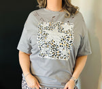 Load image into Gallery viewer, Leopard Stars Distressed Graphic Tee
